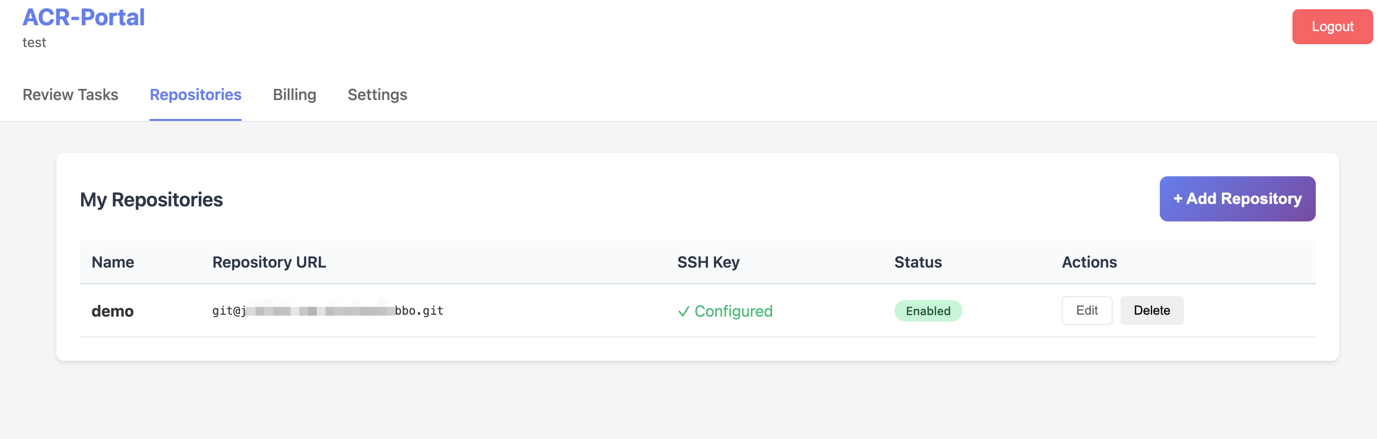 Repository Management Page